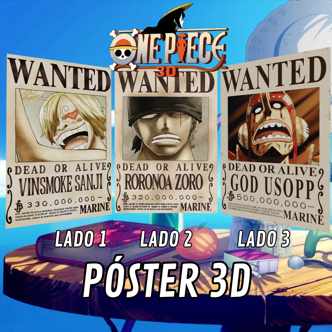 Póster 3D One Piece - Modelo "Wanted"