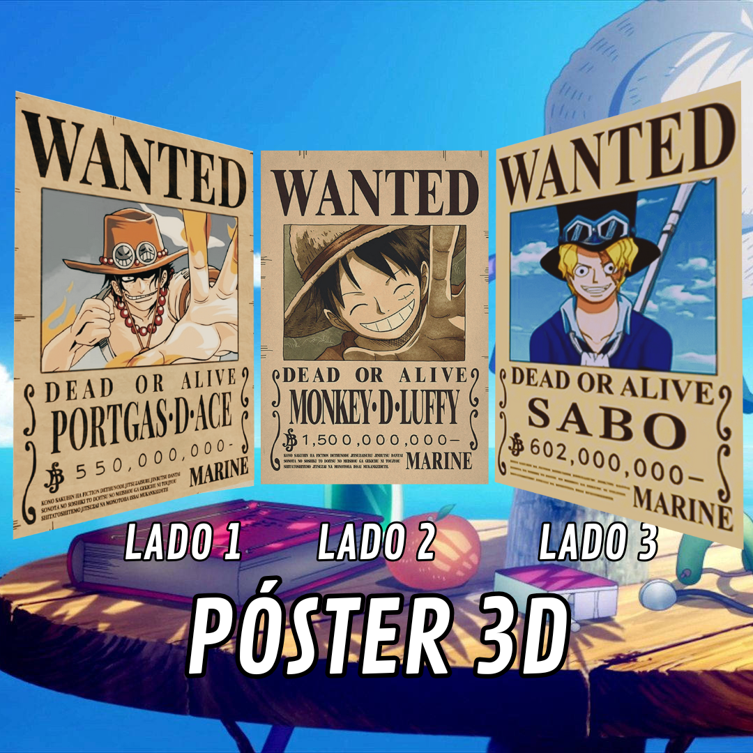 Póster 3D One Piece - Modelo "Wanted"
