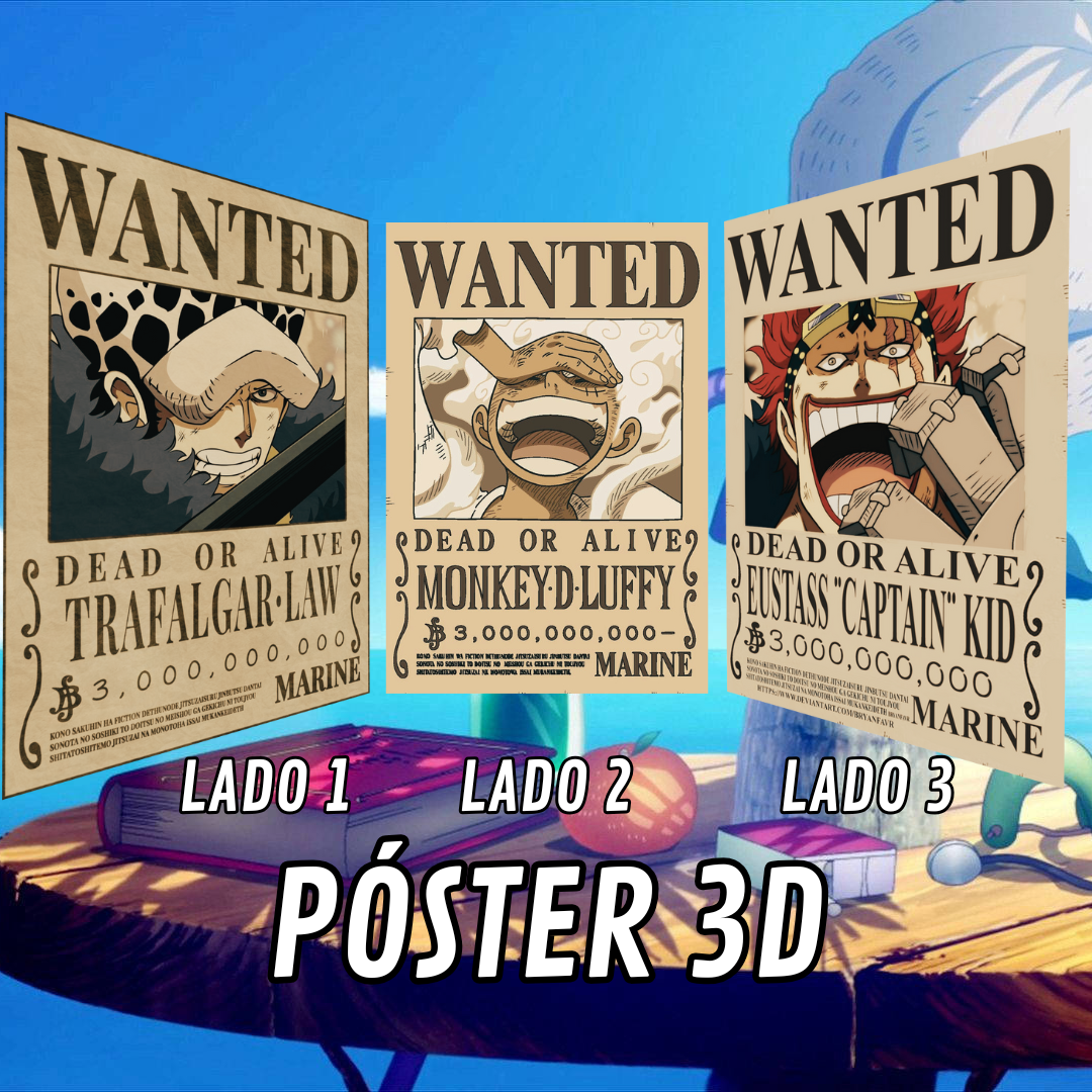 Póster 3D One Piece - Modelo "Wanted"