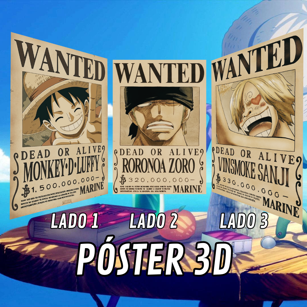 Póster 3D One Piece - Modelo "Wanted"