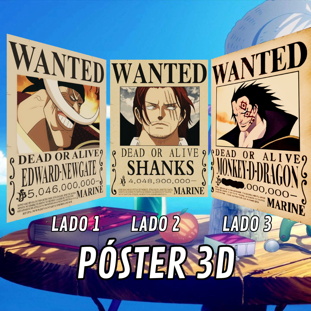 Póster 3D One Piece - Modelo "Wanted"